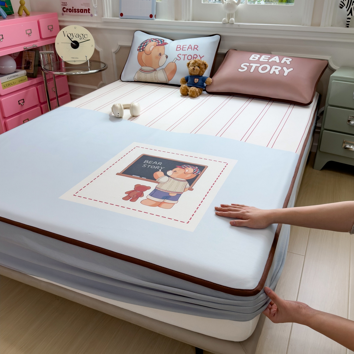 91家纺网 家纺一手货源 找家纺 （总）丝羽坊 2026新款ins设计师原创大版小清新卡通冰皮复合软凉席 