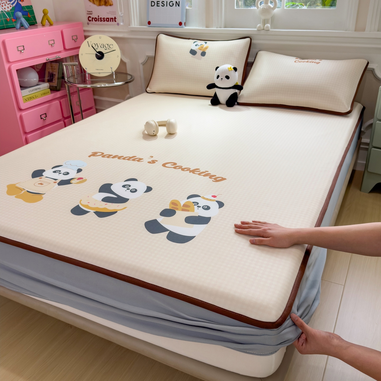 91家纺网 家纺一手货源 找家纺 （总）丝羽坊 2026新款ins设计师原创大版小清新卡通冰皮复合软凉席 