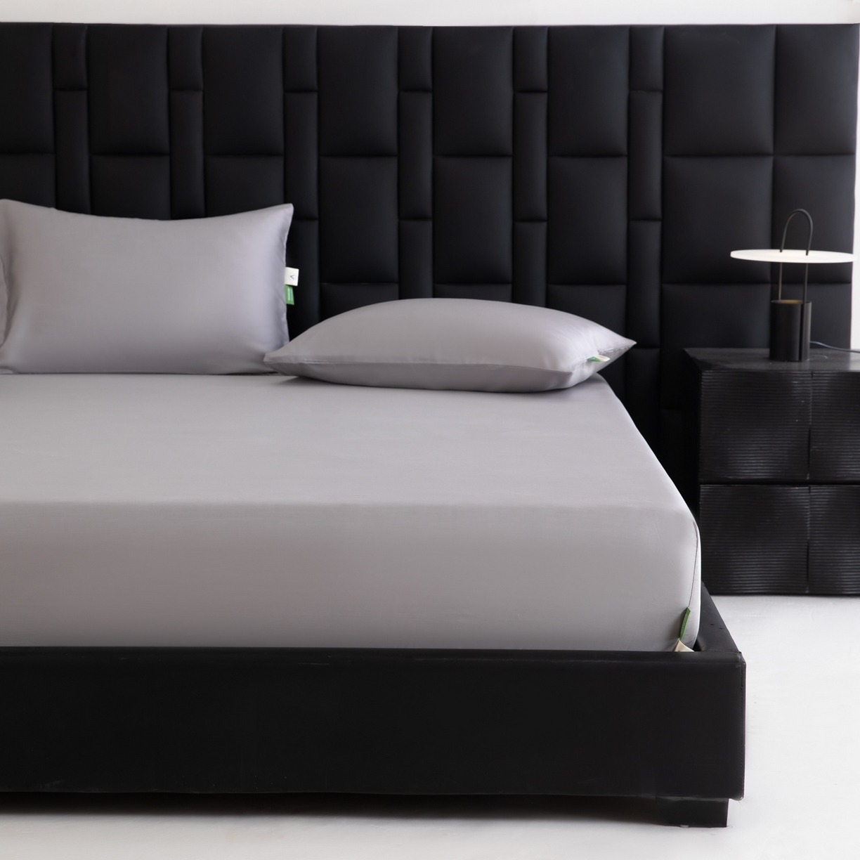 91家纺网 家纺一手货源 找家纺 眠博士 2026新款60S天丝莱赛尔纯色床笠-场景一 60S天丝床笠-烟灰