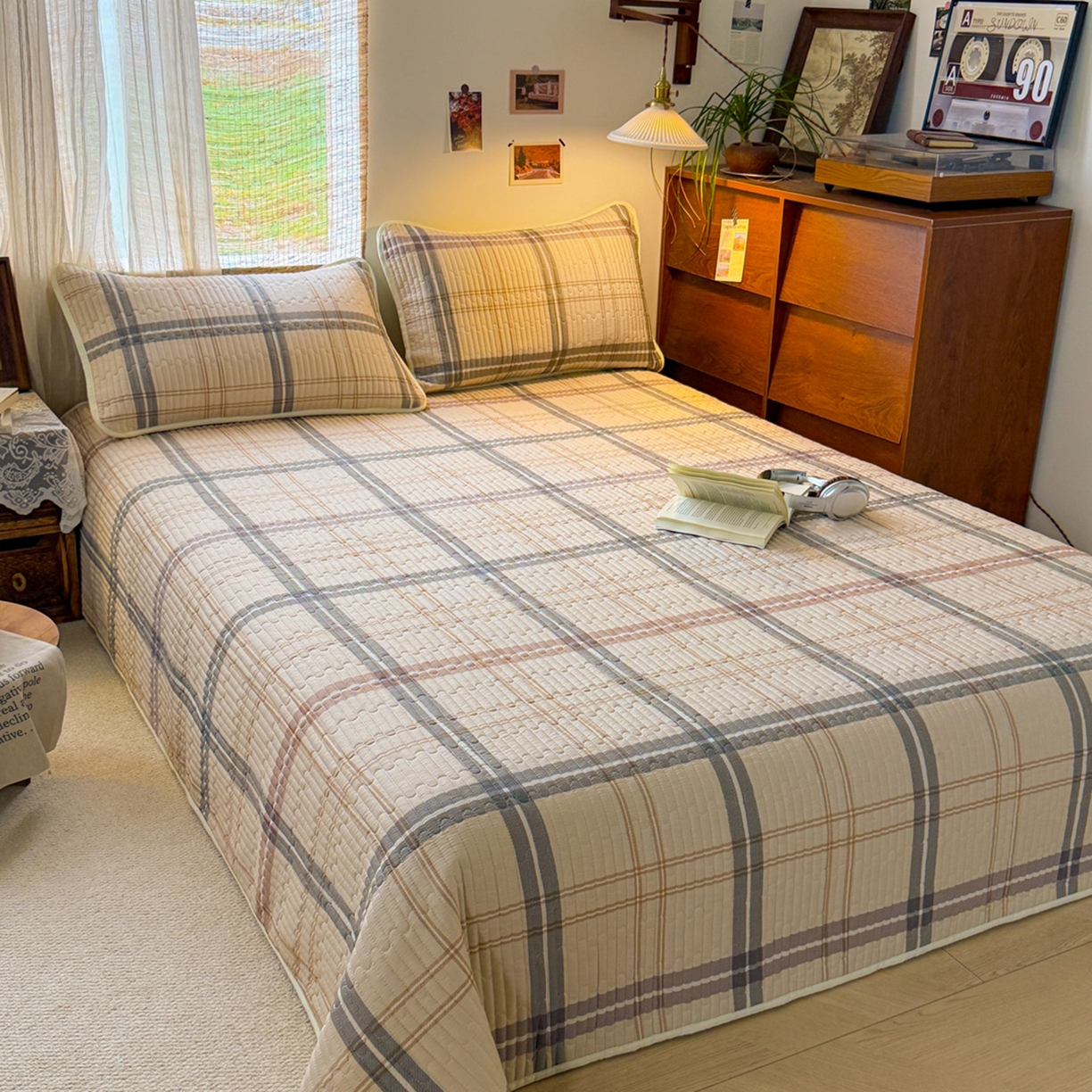 91家纺网 家纺一手货源 找家纺 默忆 2026新款A类小清新四季可用学生宿舍床单  单件全棉炕盖床盖炕毯三件套 格调