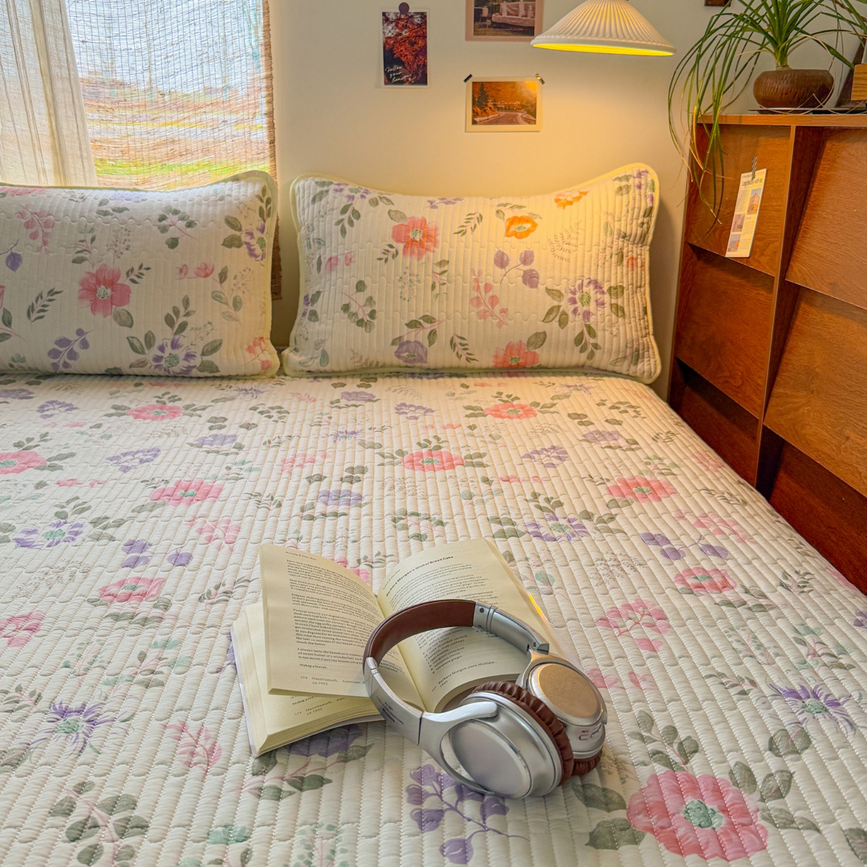 91家纺网 家纺一手货源 找家纺 默忆 2026新款A类小清新四季可用学生宿舍床单  单件全棉炕盖床盖炕毯三件套 花韵