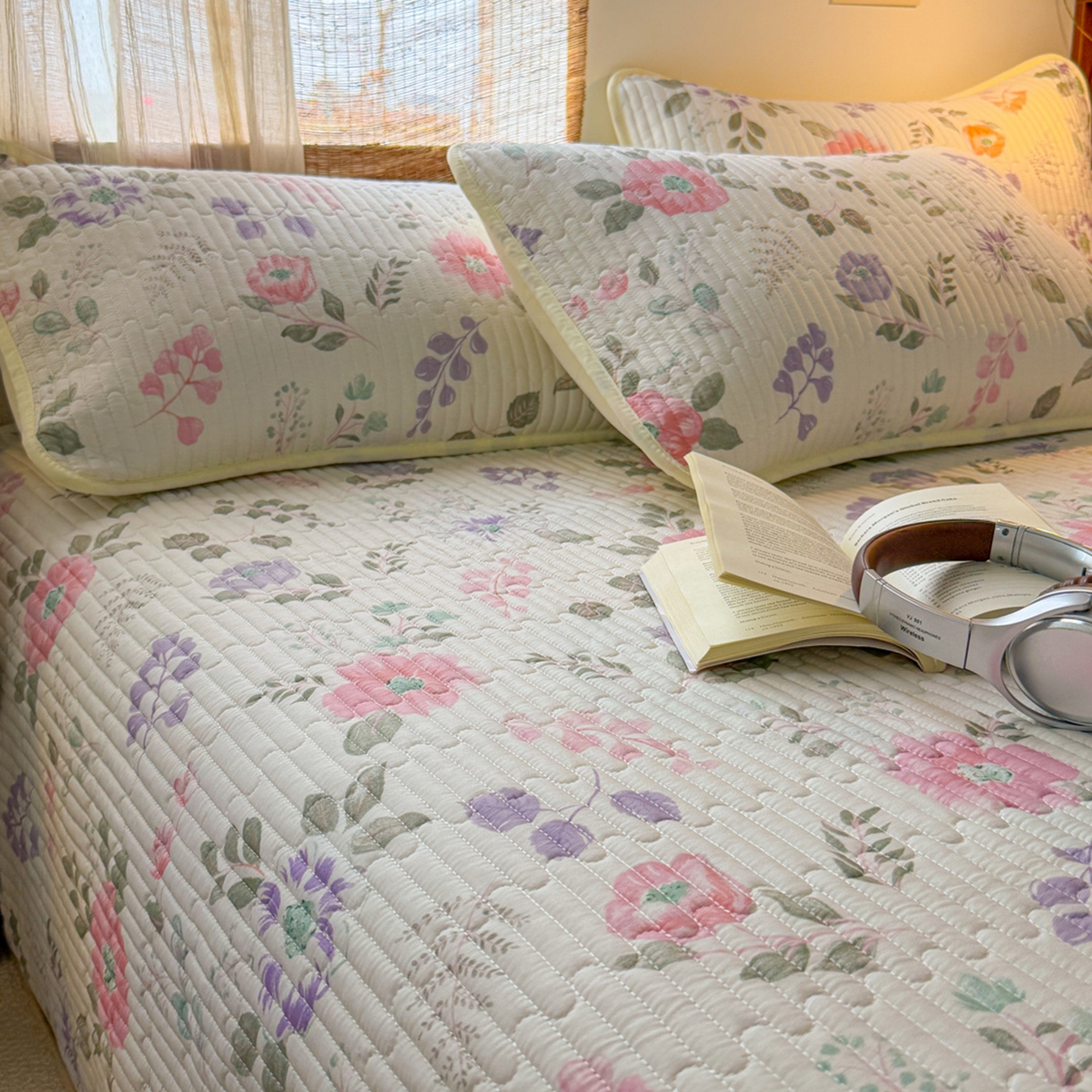 91家纺网 家纺一手货源 找家纺 默忆 2026新款A类小清新四季可用学生宿舍床单  单件全棉炕盖床盖炕毯三件套 花韵