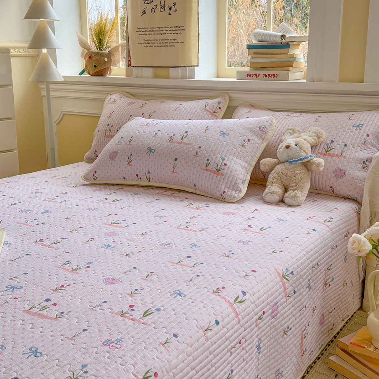 91家纺网 家纺一手货源 找家纺 默忆 2026新款A类小清新四季可用学生宿舍床单  单件全棉炕盖床盖炕毯三件套 觅香