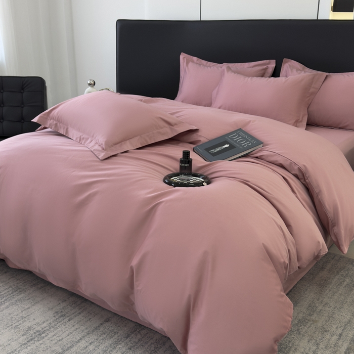 91家纺网 家纺一手货源 找家纺 乐蔻家纺 2026新款100S长绒棉纯棉素色款四件套 豆沙