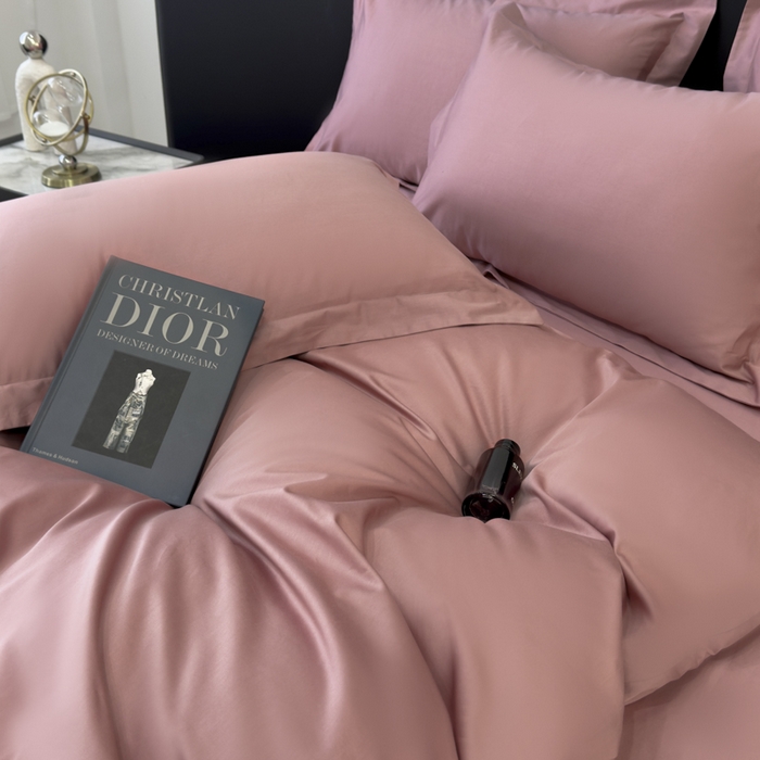 91家纺网 家纺一手货源 找家纺 乐蔻家纺 2026新款100S长绒棉纯棉素色款四件套 豆沙