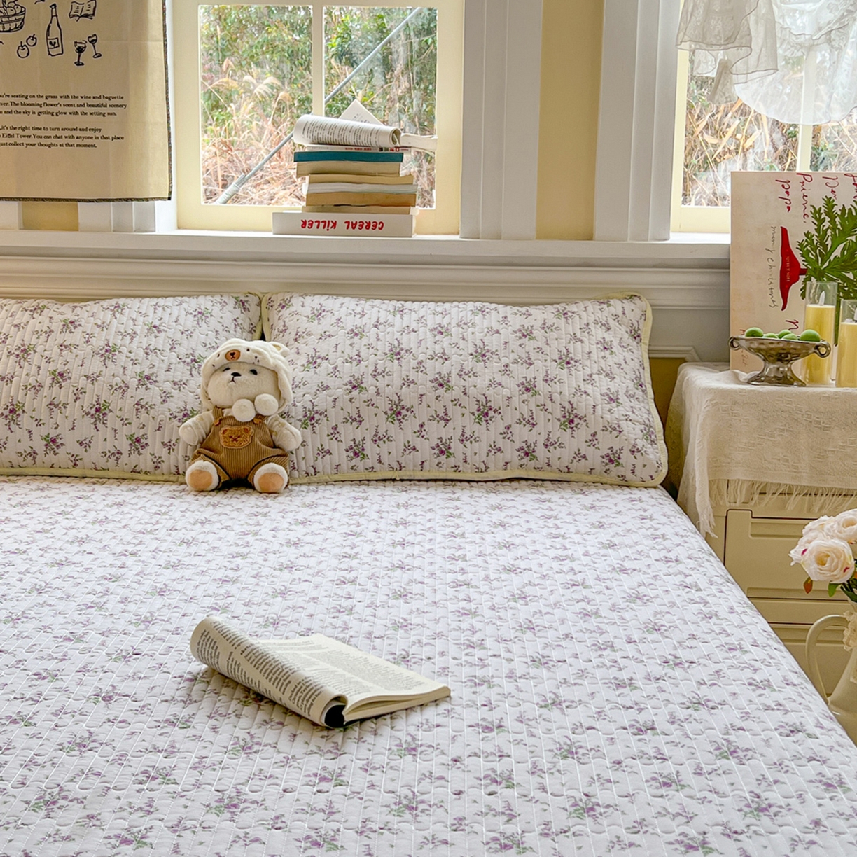 91家纺网 家纺一手货源 找家纺 默忆 2026新款A类小清新四季可用学生宿舍床单  单件全棉炕盖床盖炕毯三件套 汐春之语