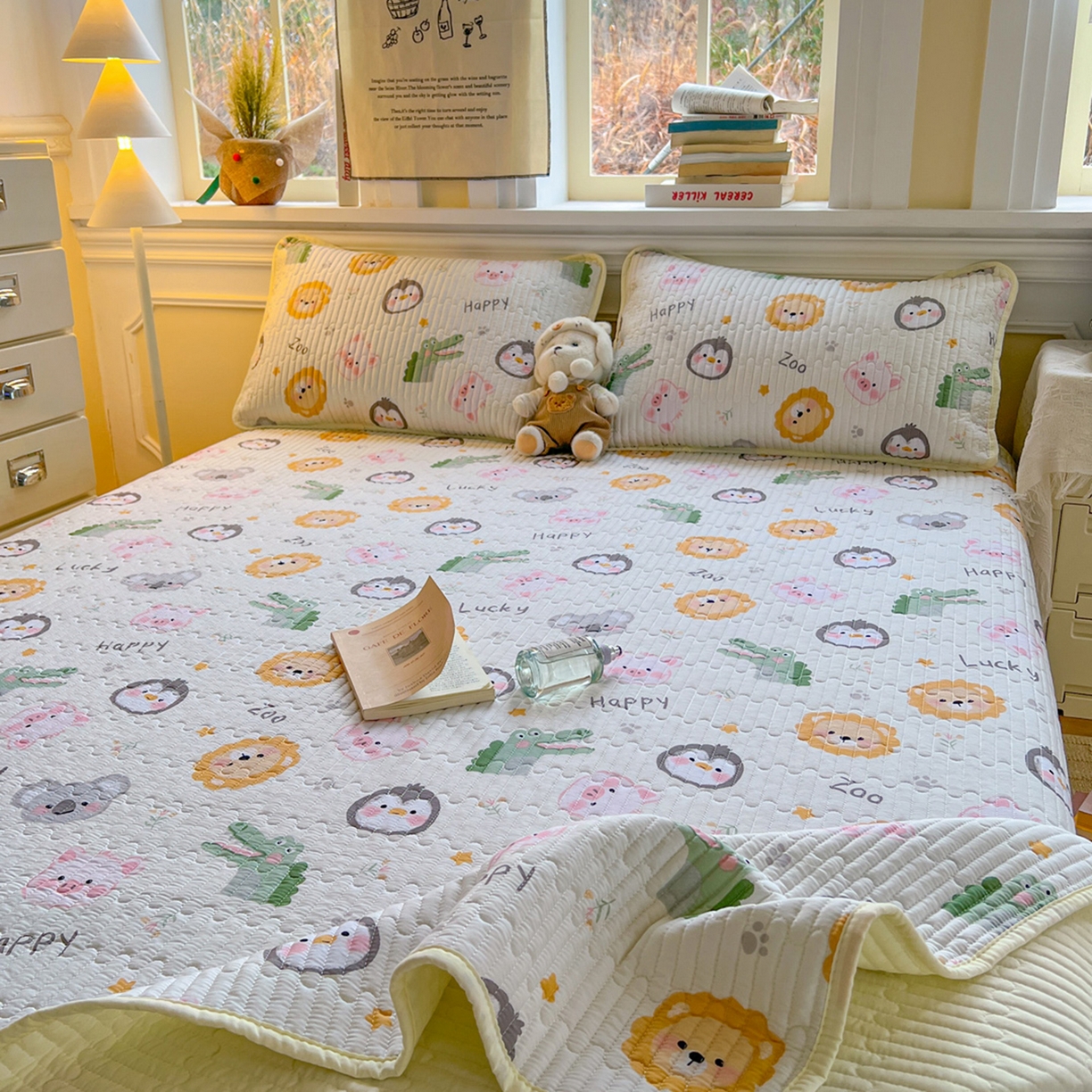 91家纺网 家纺一手货源 找家纺 默忆 2026新款A类小清新四季可用学生宿舍床单  单件全棉炕盖床盖炕毯三件套 幸运乐园