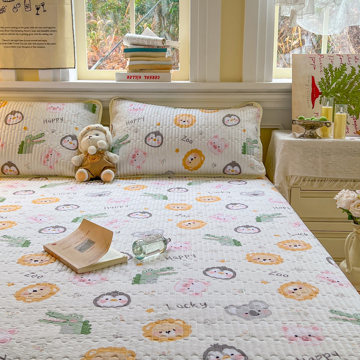 91家纺网 家纺一手货源 找家纺 默忆 2026新款A类小清新四季可用学生宿舍床单  单件全棉炕盖床盖炕毯三件套 幸运乐园