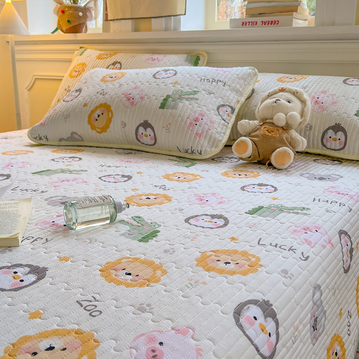 91家纺网 家纺一手货源 找家纺 默忆 2026新款A类小清新四季可用学生宿舍床单  单件全棉炕盖床盖炕毯三件套 幸运乐园