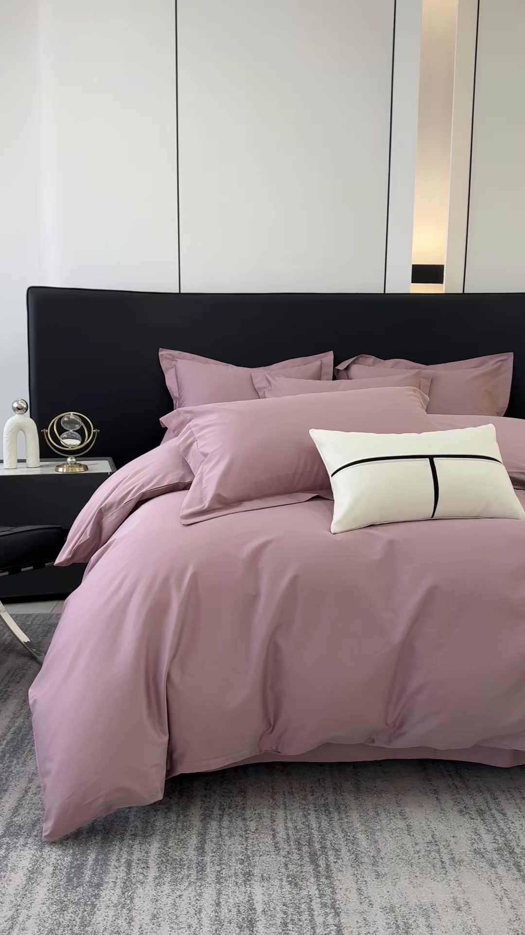 91家纺网 家纺一手货源 找家纺 乐蔻家纺 2026新款100S长绒棉纯棉素色款四件套 奶咖紫