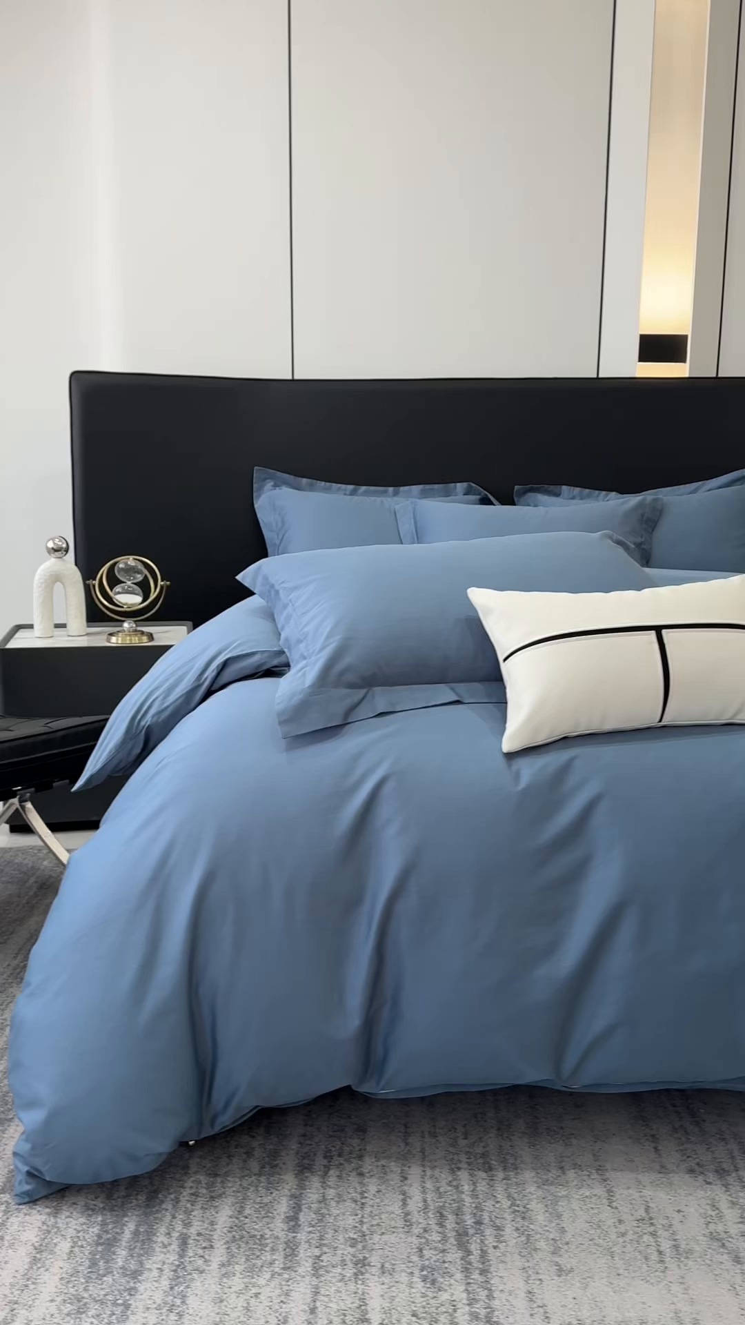 91家纺网 家纺一手货源 找家纺 乐蔻家纺 2026新款100S长绒棉纯棉素色款四件套 天空蓝