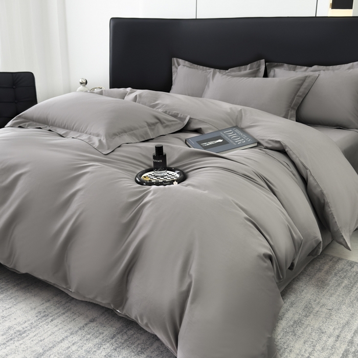 乐蔻家纺 2026新款100S长绒棉纯棉素色款四件套 岩石灰