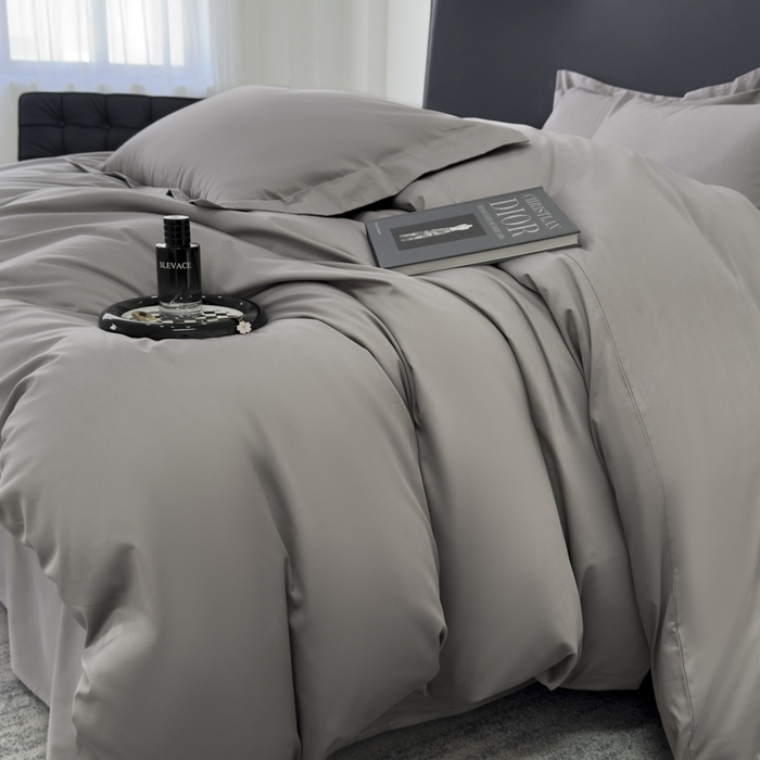91家纺网 家纺一手货源 找家纺 乐蔻家纺 2026新款100S长绒棉纯棉素色款四件套 岩石灰