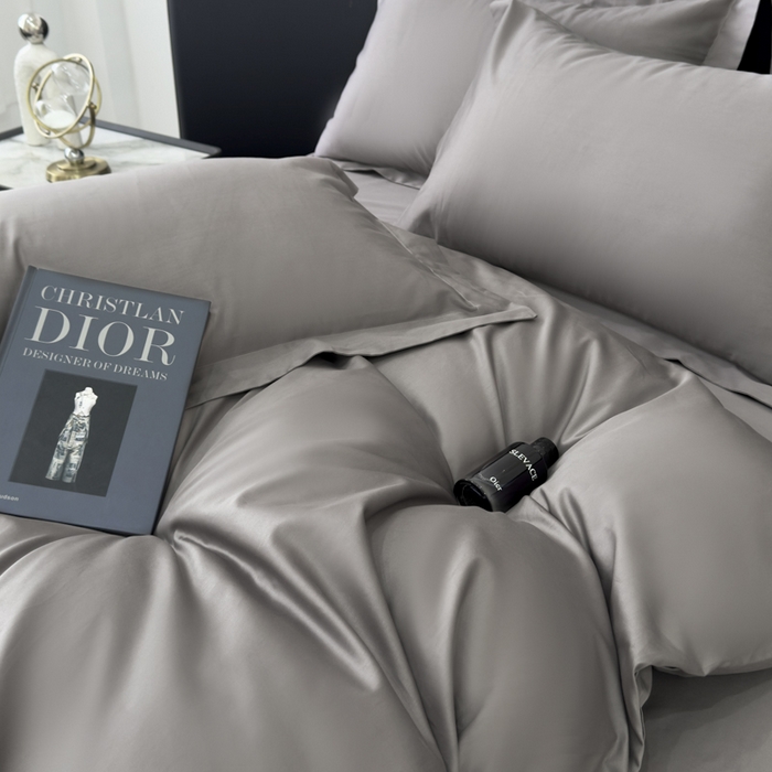 91家纺网 家纺一手货源 找家纺 乐蔻家纺 2026新款100S长绒棉纯棉素色款四件套 岩石灰