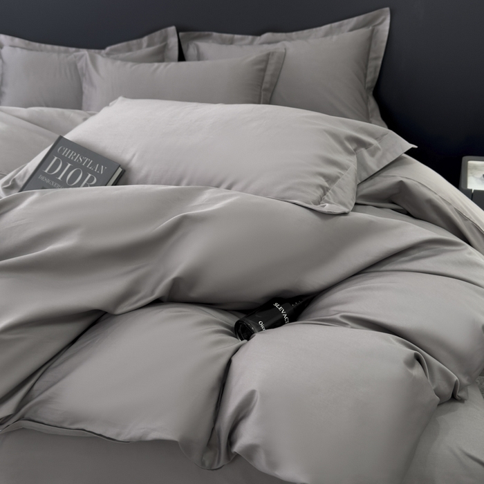 91家纺网 家纺一手货源 找家纺 乐蔻家纺 2026新款100S长绒棉纯棉素色款四件套 岩石灰