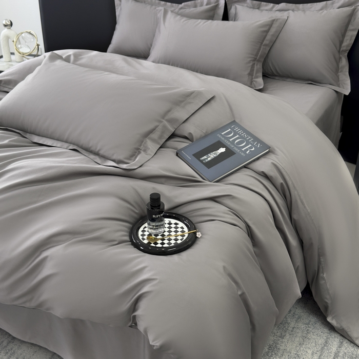 91家纺网 家纺一手货源 找家纺 乐蔻家纺 2026新款100S长绒棉纯棉素色款四件套 岩石灰