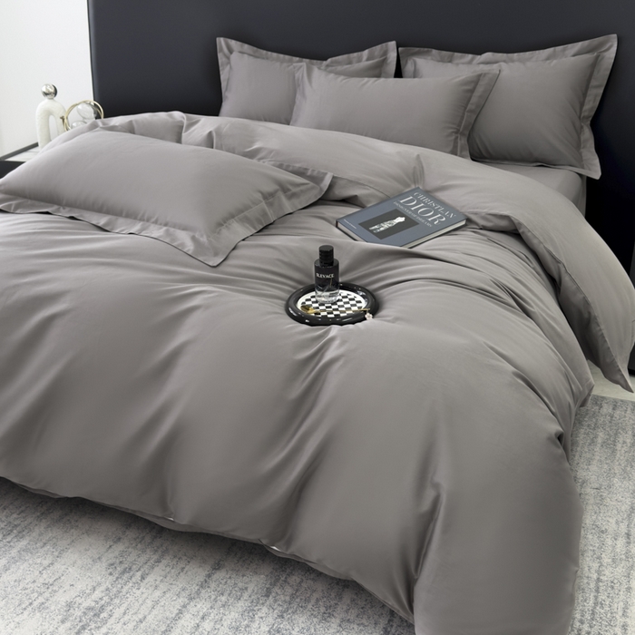 91家纺网 家纺一手货源 找家纺 乐蔻家纺 2026新款100S长绒棉纯棉素色款四件套 岩石灰