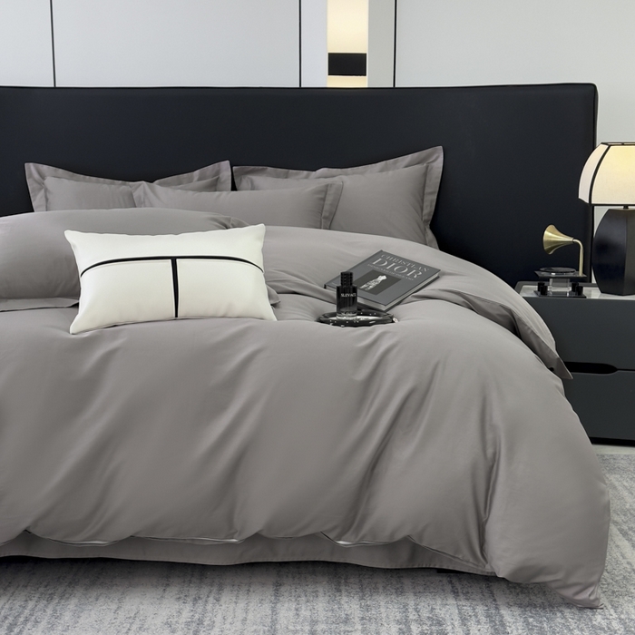 91家纺网 家纺一手货源 找家纺 乐蔻家纺 2026新款100S长绒棉纯棉素色款四件套 岩石灰