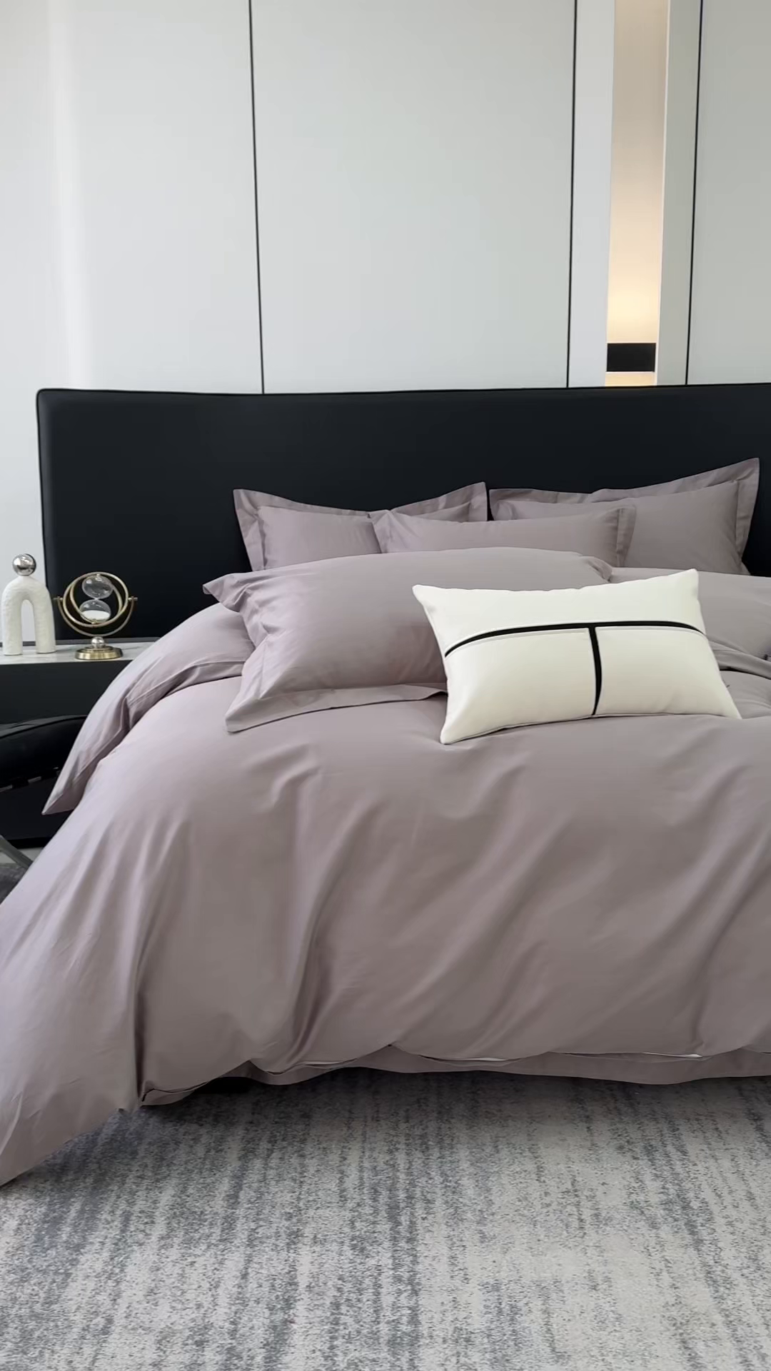 91家纺网 家纺一手货源 找家纺 乐蔻家纺 2026新款100S长绒棉纯棉素色款四件套 岩石灰