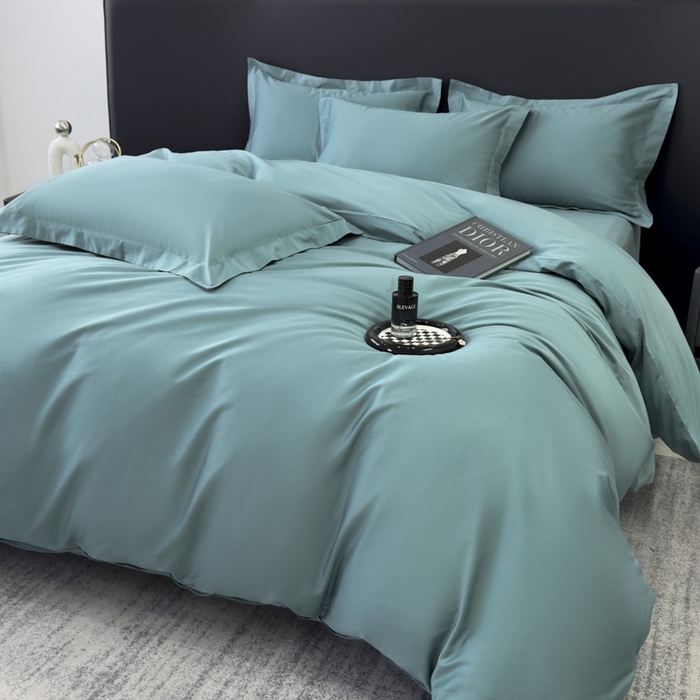 乐蔻家纺 2026新款100S长绒棉纯棉素色款四件套 优雅绿