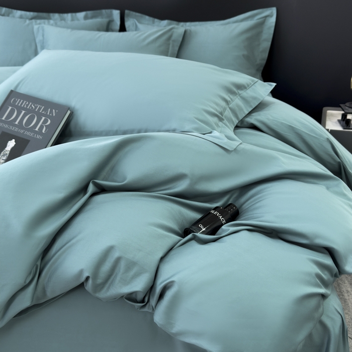 91家纺网 家纺一手货源 找家纺 乐蔻家纺 2026新款100S长绒棉纯棉素色款四件套 优雅绿