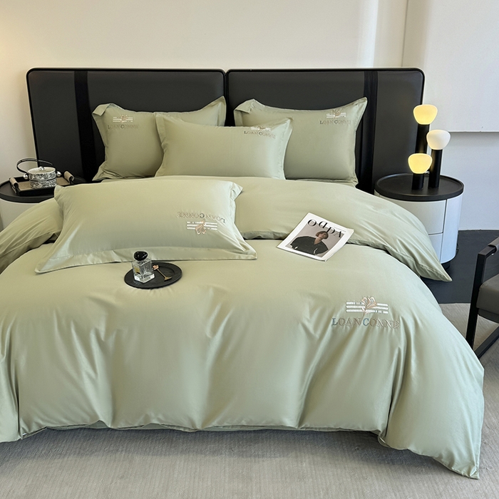 91家纺网 家纺一手货源 找家纺 乐蔻家纺 2026新款四季款全棉纯棉绣花四件套 星雅 绿