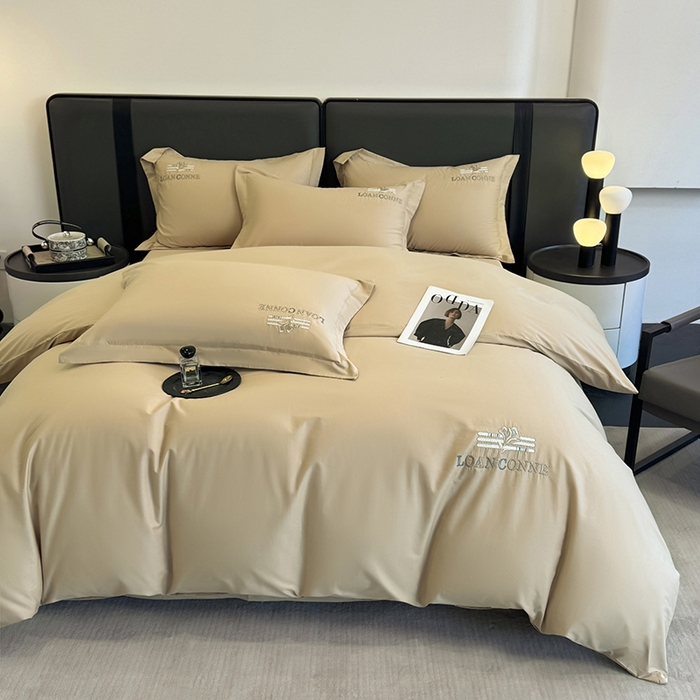 91家纺网 家纺一手货源 找家纺 乐蔻家纺 2026新款四季款全棉纯棉绣花四件套 星雅 金