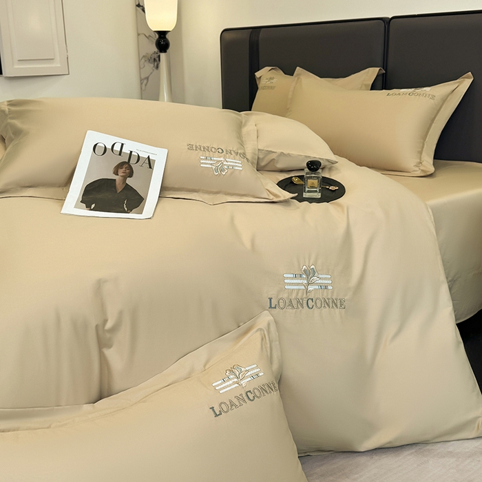 91家纺网 家纺一手货源 找家纺 乐蔻家纺 2026新款四季款全棉纯棉绣花四件套 星雅 金