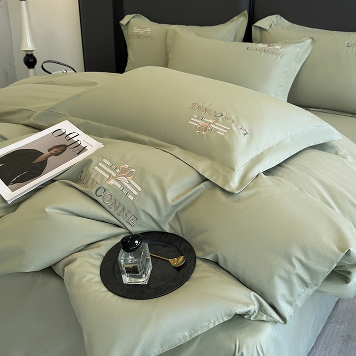 91家纺网 家纺一手货源 找家纺 乐蔻家纺 2026新款四季款全棉纯棉绣花四件套 星雅 绿