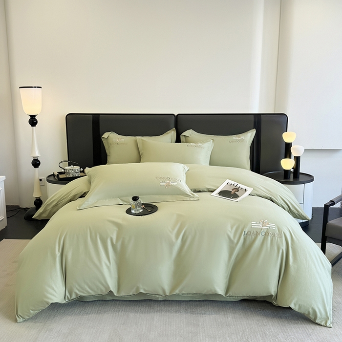 91家纺网 家纺一手货源 找家纺 乐蔻家纺 2026新款四季款全棉纯棉绣花四件套 星雅 绿