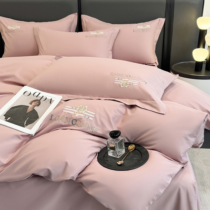 91家纺网 家纺一手货源 找家纺 乐蔻家纺 2026新款四季款全棉纯棉绣花四件套 星雅 豆沙