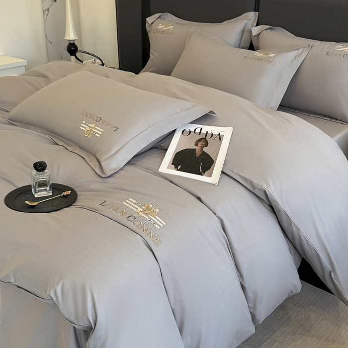 乐蔻家纺 2026新款四季款全棉纯棉绣花四件套 星雅 灰