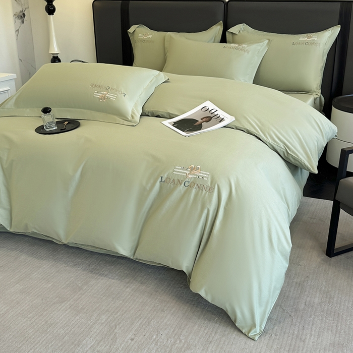 91家纺网 家纺一手货源 找家纺 乐蔻家纺 2026新款四季款全棉纯棉绣花四件套 星雅 绿