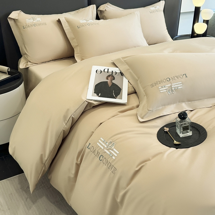 91家纺网 家纺一手货源 找家纺 乐蔻家纺 2026新款四季款全棉纯棉绣花四件套 星雅 金