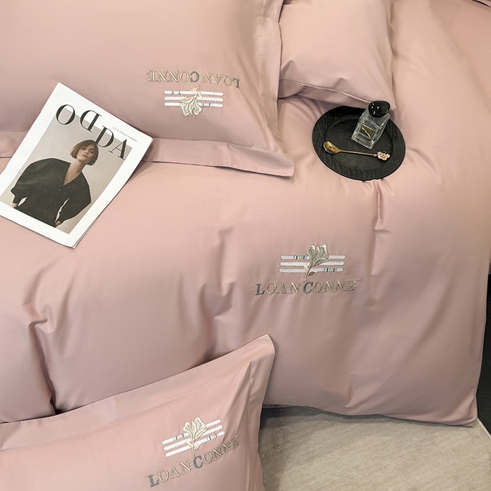 91家纺网 家纺一手货源 找家纺 乐蔻家纺 2026新款四季款全棉纯棉绣花四件套 星雅 豆沙