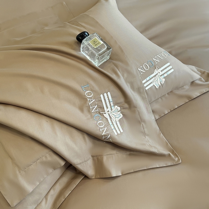 91家纺网 家纺一手货源 找家纺 乐蔻家纺 2026新款四季款全棉纯棉绣花四件套 星雅 咖