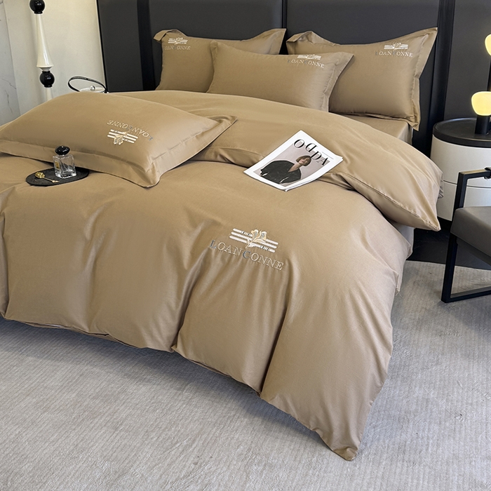 91家纺网 家纺一手货源 找家纺 乐蔻家纺 2026新款四季款全棉纯棉绣花四件套 星雅 咖