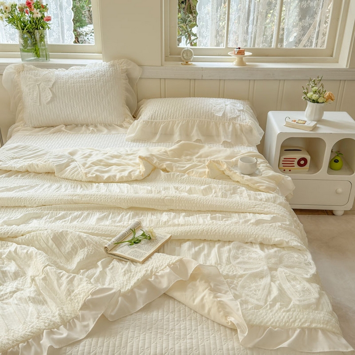 91家纺网 家纺一手货源 找家纺 （总）梵克保罗 2026春夏新款雪纺床盖夏被夏凉被空调被四件套单夏被床盖三件套