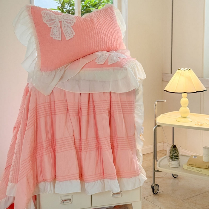 91家纺网 家纺一手货源 找家纺 梵克保罗 2026春夏新款雪纺床盖夏被夏凉被空调被四件套单夏被床盖三件套 玉芙蓉