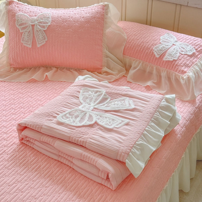 91家纺网 家纺一手货源 找家纺 梵克保罗 2026春夏新款雪纺床盖夏被夏凉被空调被四件套单夏被床盖三件套 玉芙蓉