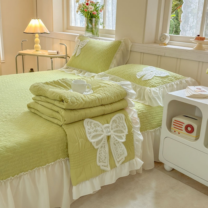 梵克保罗 2026春夏新款雪纺床盖夏被夏凉被空调被四件套单夏被床盖三件套 嫩芽绿