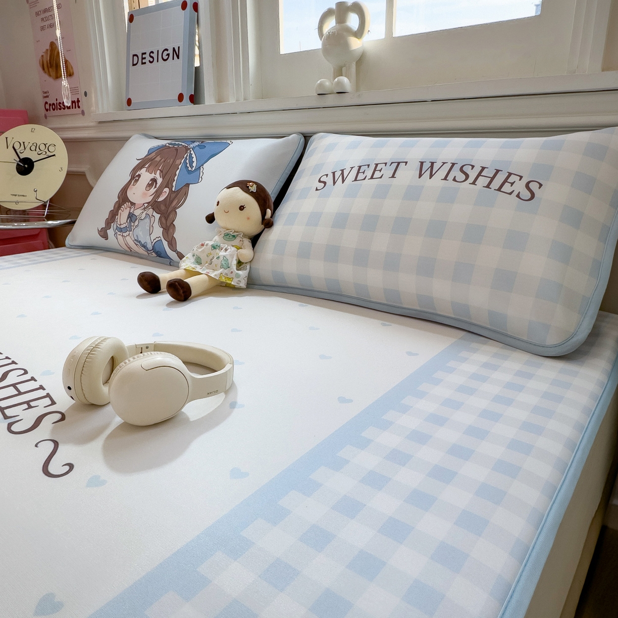 91家纺网 家纺一手货源 找家纺 丝羽坊 2026新款ins设计师原创大版小清新卡通冰皮复合软凉席  甜梦公主-床笠款