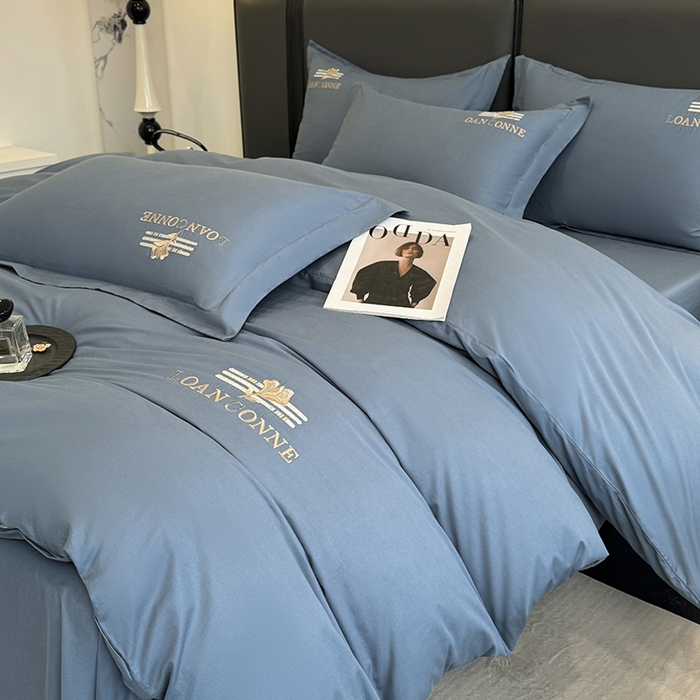 乐蔻家纺 2026新款四季款全棉纯棉绣花四件套 星雅 蓝