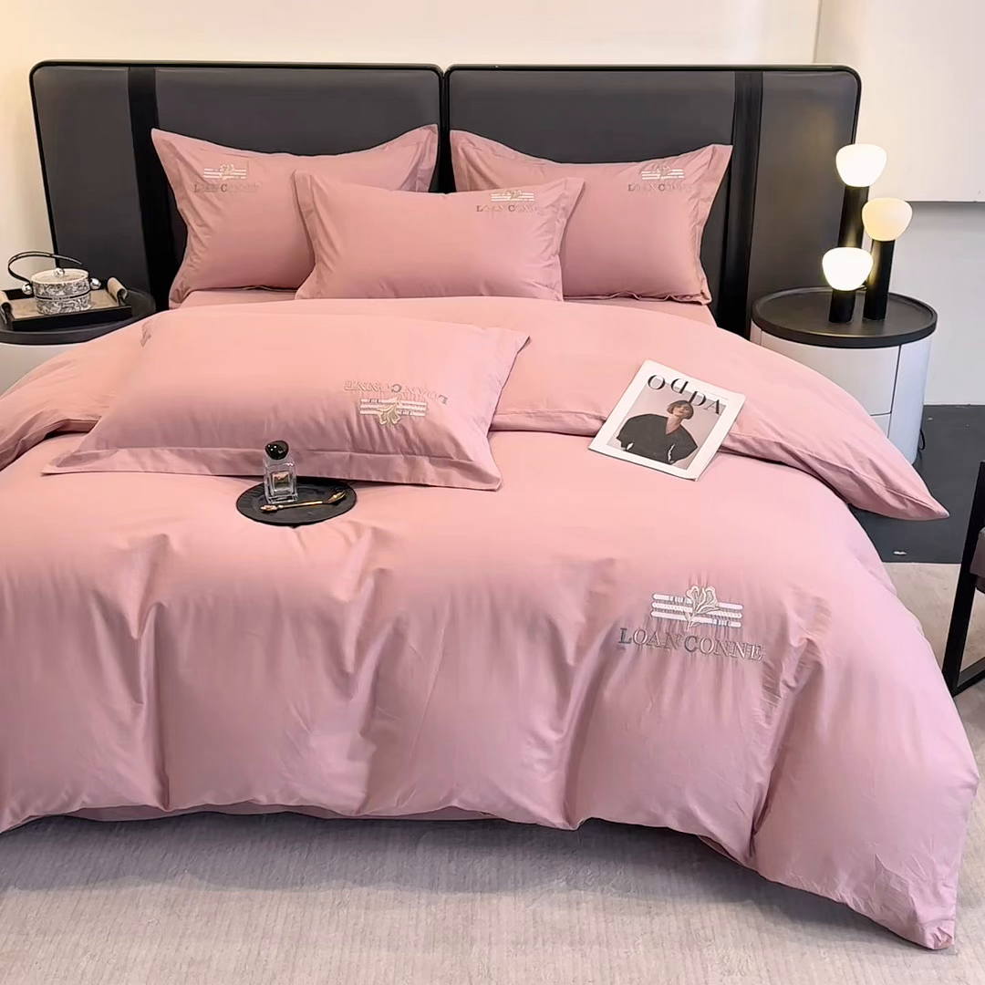 91家纺网 家纺一手货源 找家纺 乐蔻家纺 2026新款四季款全棉纯棉绣花四件套 星雅 豆沙