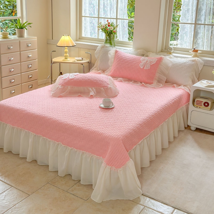 91家纺网 家纺一手货源 找家纺 梵克保罗 2026春夏新款雪纺床盖夏被四件套单夏被床盖三件套 玉芙蓉