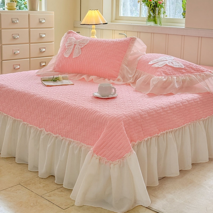 91家纺网 家纺一手货源 找家纺 梵克保罗 2026春夏新款雪纺床盖夏被四件套单夏被床盖三件套 玉芙蓉