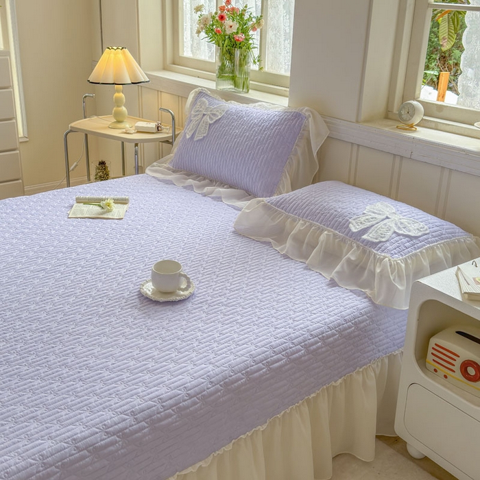 91家纺网 家纺一手货源 找家纺 梵克保罗 2026春夏新款雪纺床盖夏被四件套单夏被床盖三件套 仙气紫