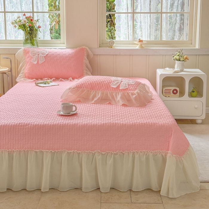 91家纺网 家纺一手货源 找家纺 梵克保罗 2026春夏新款雪纺床盖夏被四件套单夏被床盖三件套 玉芙蓉