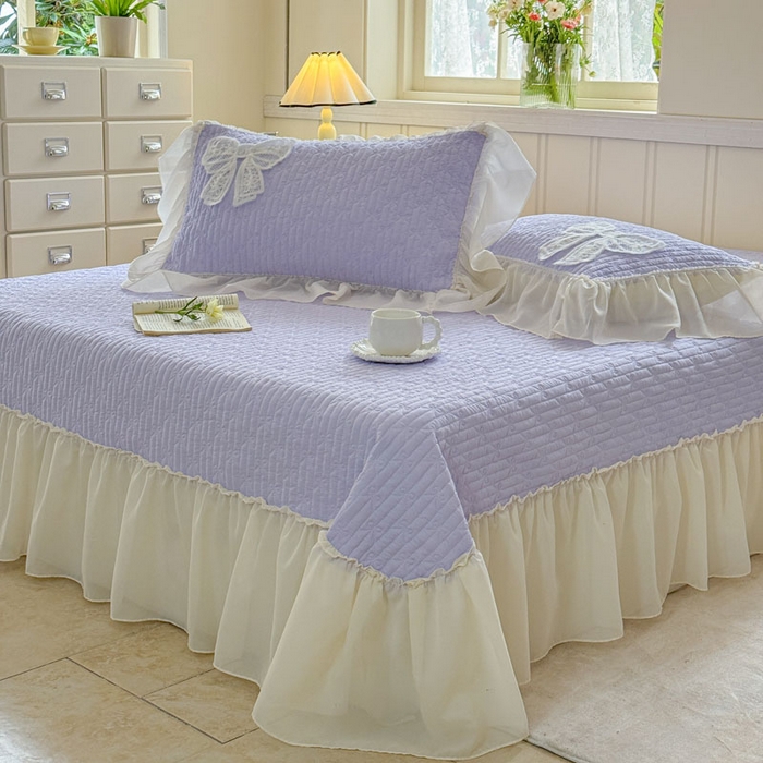 91家纺网 家纺一手货源 找家纺 梵克保罗 2026春夏新款雪纺床盖夏被四件套单夏被床盖三件套 仙气紫