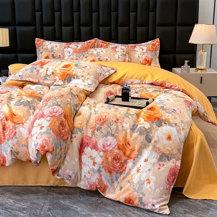 91家纺网 家纺一手货源 找家纺 桔禾家纺 2026新款田园花卉小清新直播加厚植物羊绒四件套高克重磨毛跨境四件套 大量现货 巴黎春天